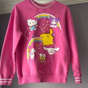 Sanrio Bright Pink Rainbow Characters Sweatshirt